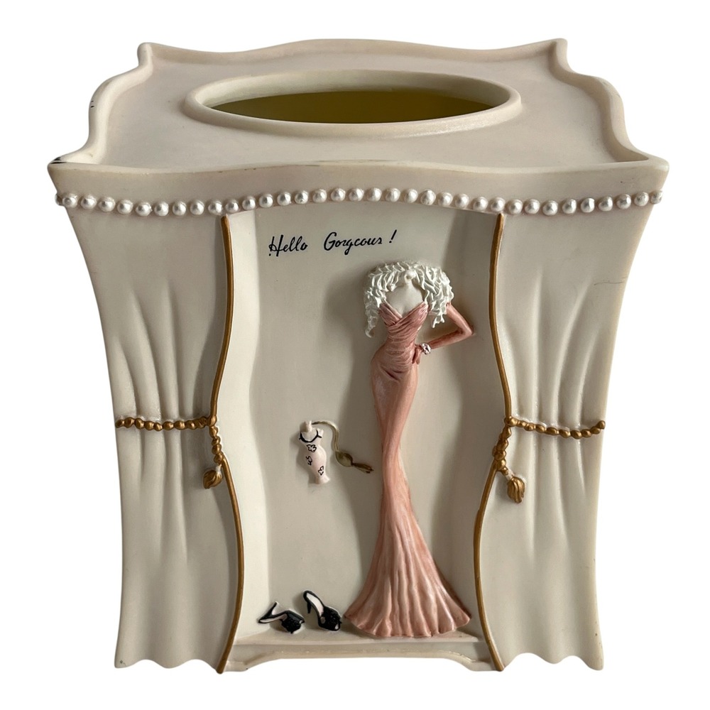 Bed Bath & Beyond Hand Painted Ceramic Fashion Boutique Tissue Box Cover